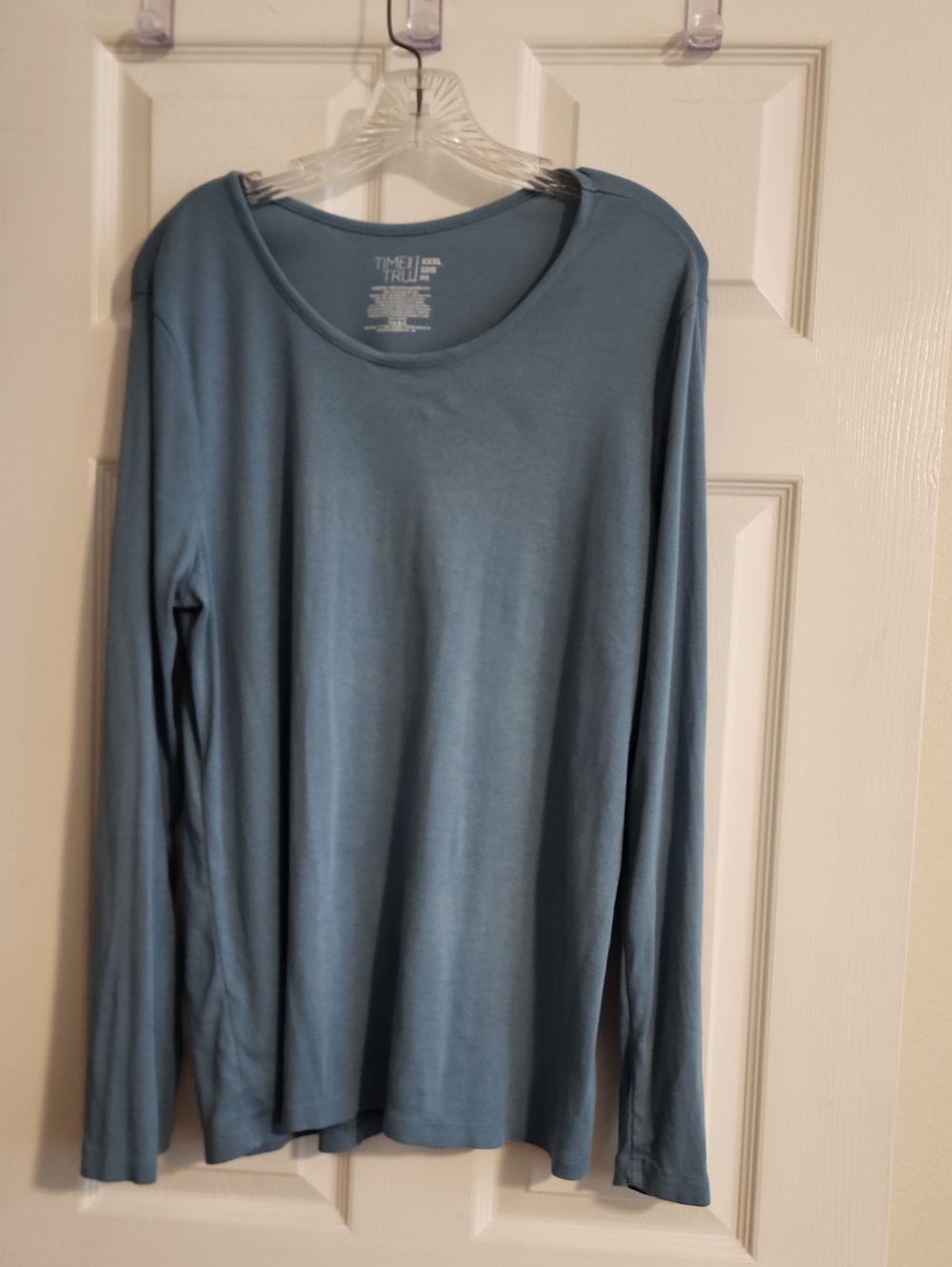 Time and Tru Dusty Blue Long Sleeve Tib Knit Crew Tee